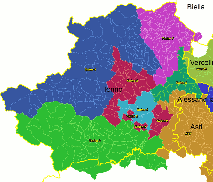 Mappa degli ATEM della Provincia di Torino: clicca sull'ambito per visualizzare i dettagli relativi