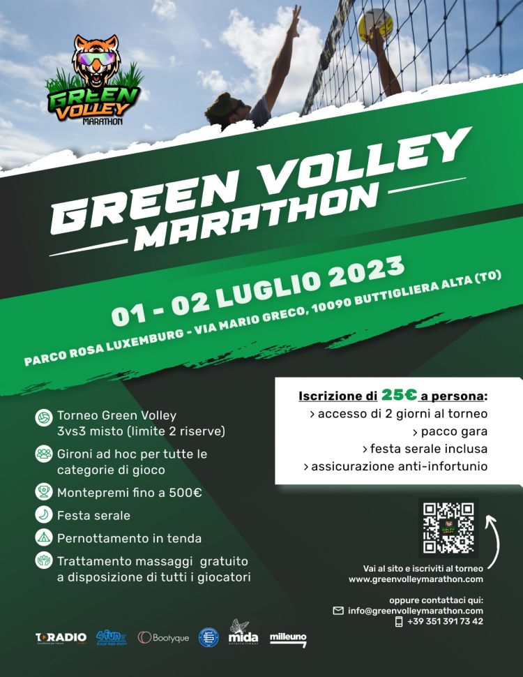 locandina Green Volley Marathon Buttigliera Alta 01-02 07 2023