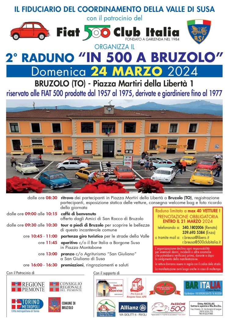 locandina In 500 a Bruzolo 24 03 2024